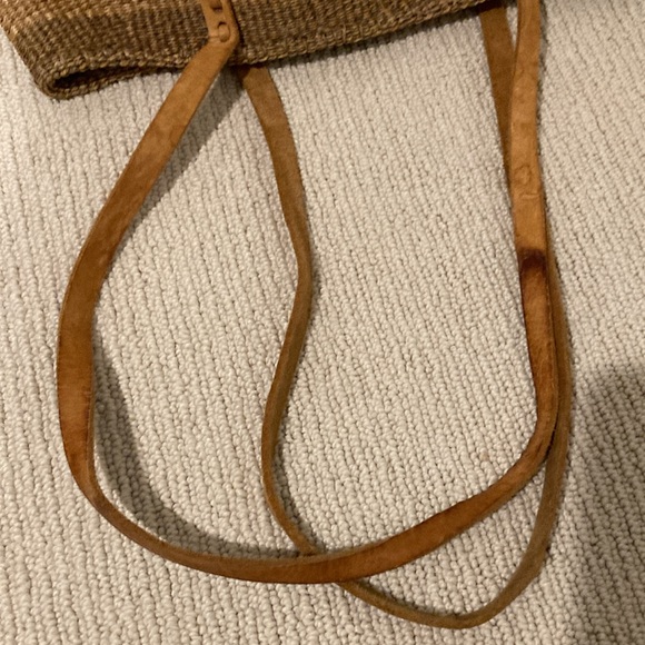 Striped Tan and Brown Woven Tote Bag - Picture 10 of 10